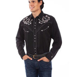 Scully Lucky Rose - Embroidered Men's Western Shirt