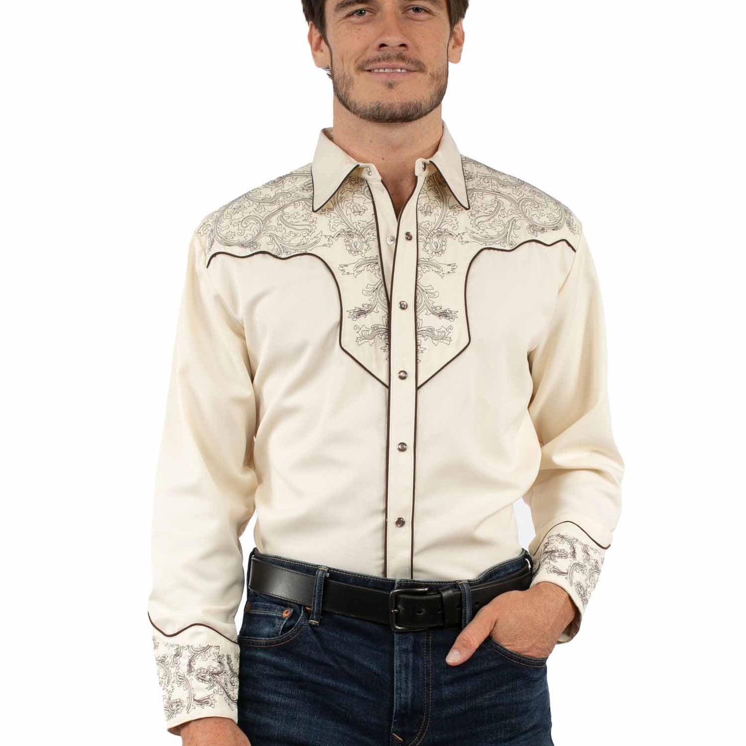 Scully Silver Scroll - Embroidered Men's Western Shirt