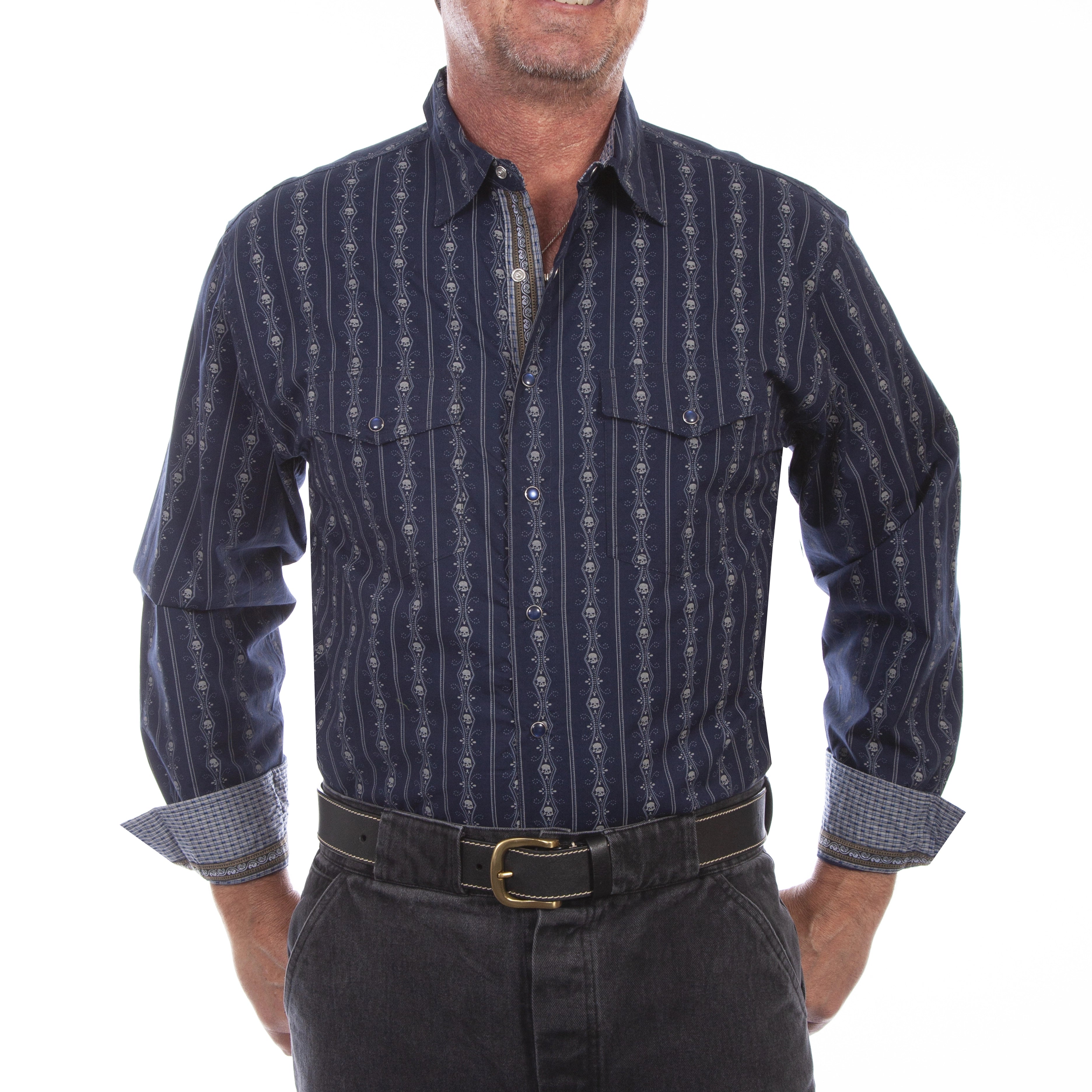Scully Skull Stripes (PS-093) - Men's Dress Shirt