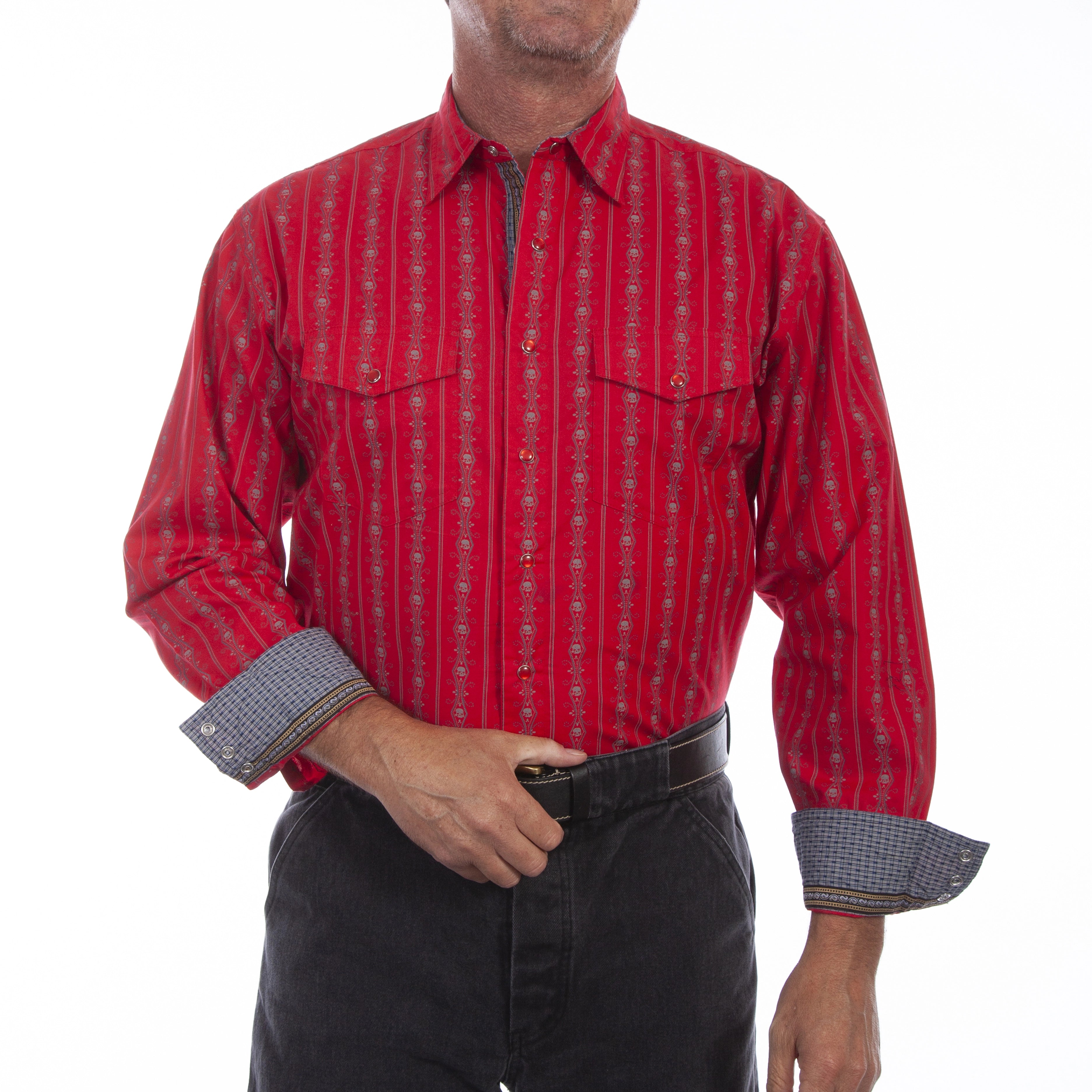 Scully Skull Stripes (PS-093) - Men's Dress Shirt