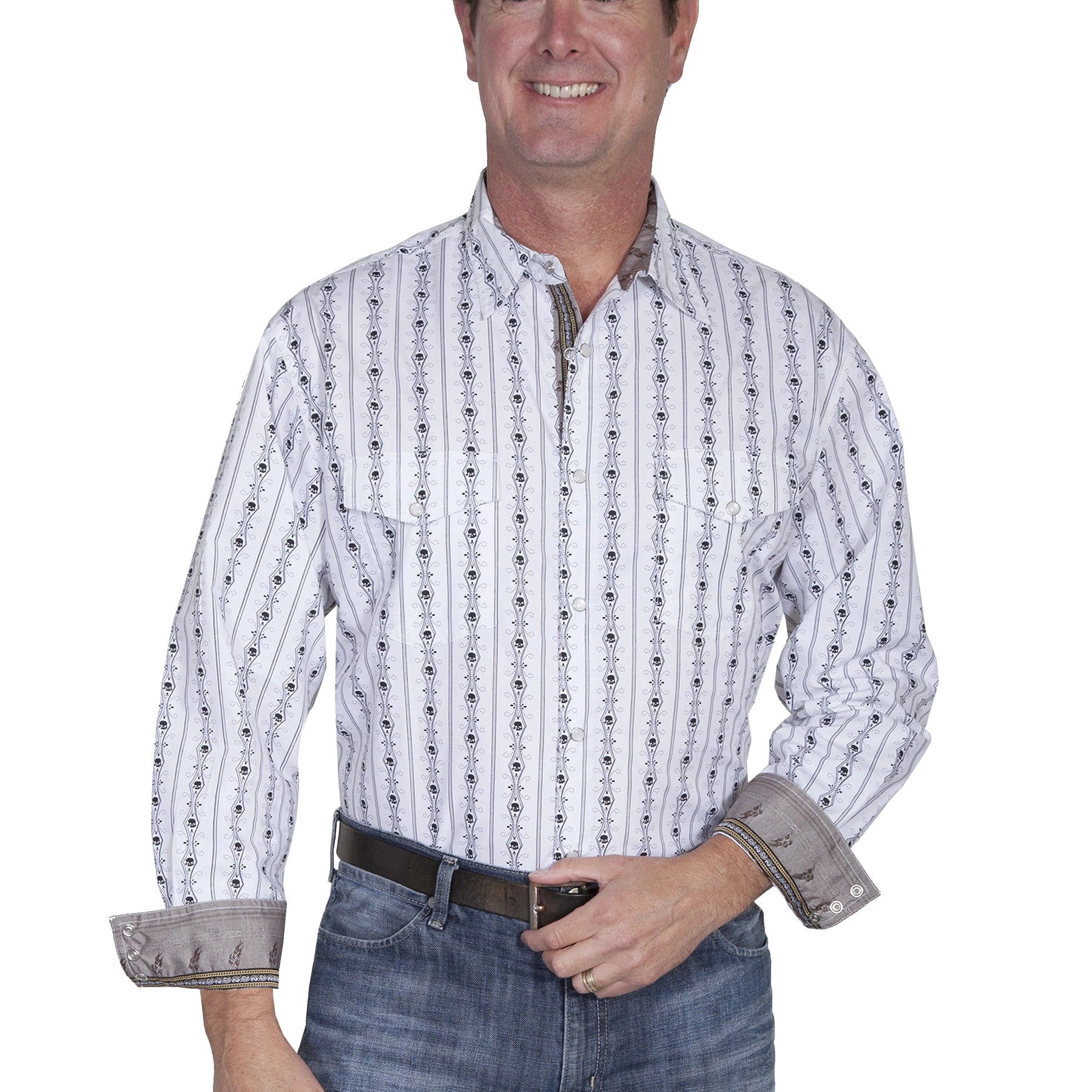 Scully Skull Stripes (PS-093) - Men's Dress Shirt