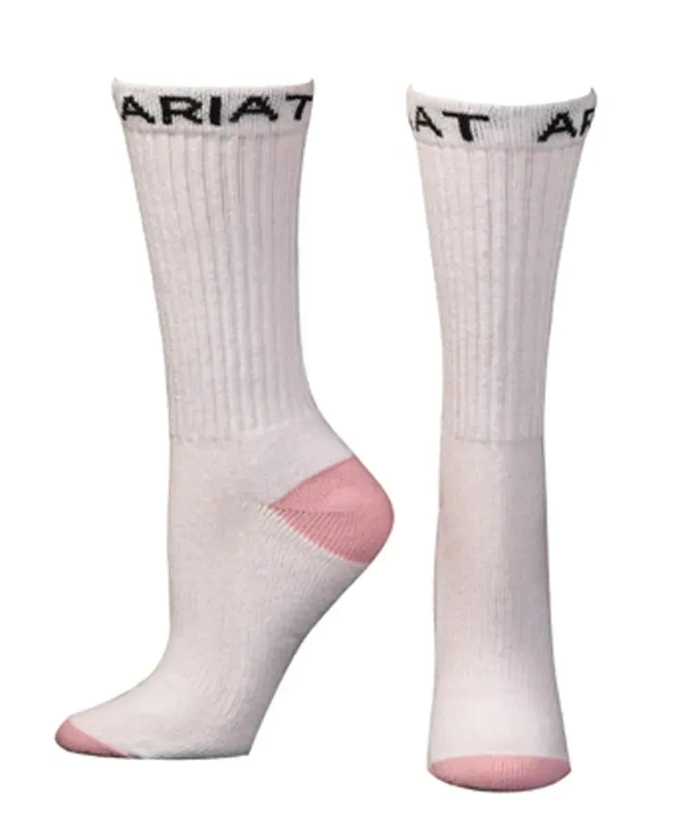 Ariat Crew Boot White/Pink - Women's Socks - Hatcountry