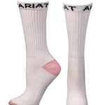 Ariat Crew Boot White/Pink - Women's Socks - Hatcountry