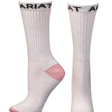 Ariat Crew Boot White/Pink - Women's Socks - Hatcountry