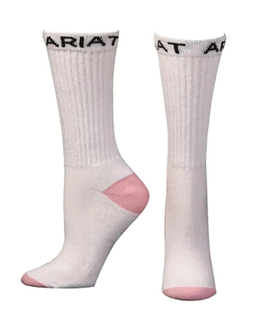 Ariat Crew Boot White/Pink - Women's Socks - Hatcountry