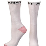 Ariat Crew Boot White/Pink - Women's Socks - Hatcountry
