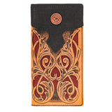 HOOey "Ryder" Hand Tooled Rodeo Rough  (Tan/Red) - Men's Rodeo Wallet