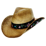 Scala Desert Rose - Embroidered Raffia Straw Outback Hat