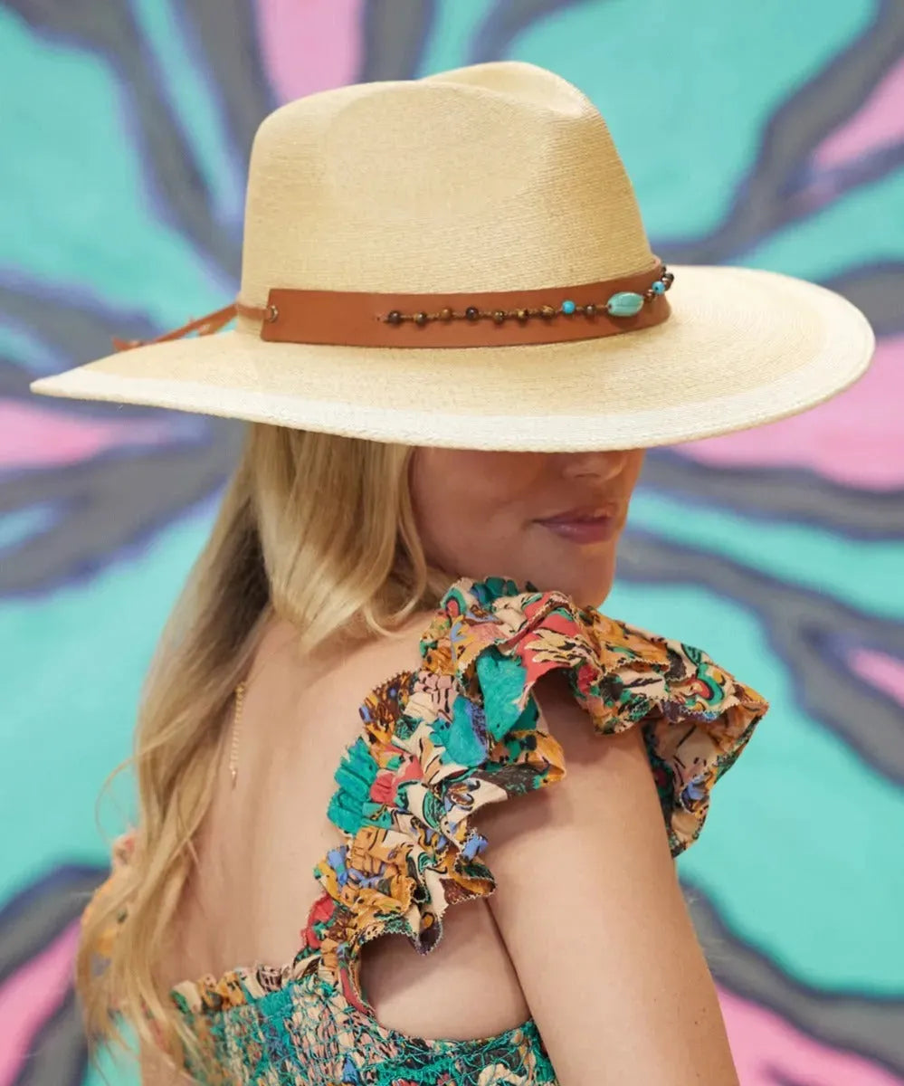 Peter Grimm Banks - Wide Brim Mexican Palm Straw Fedora Hat - Hatcountry