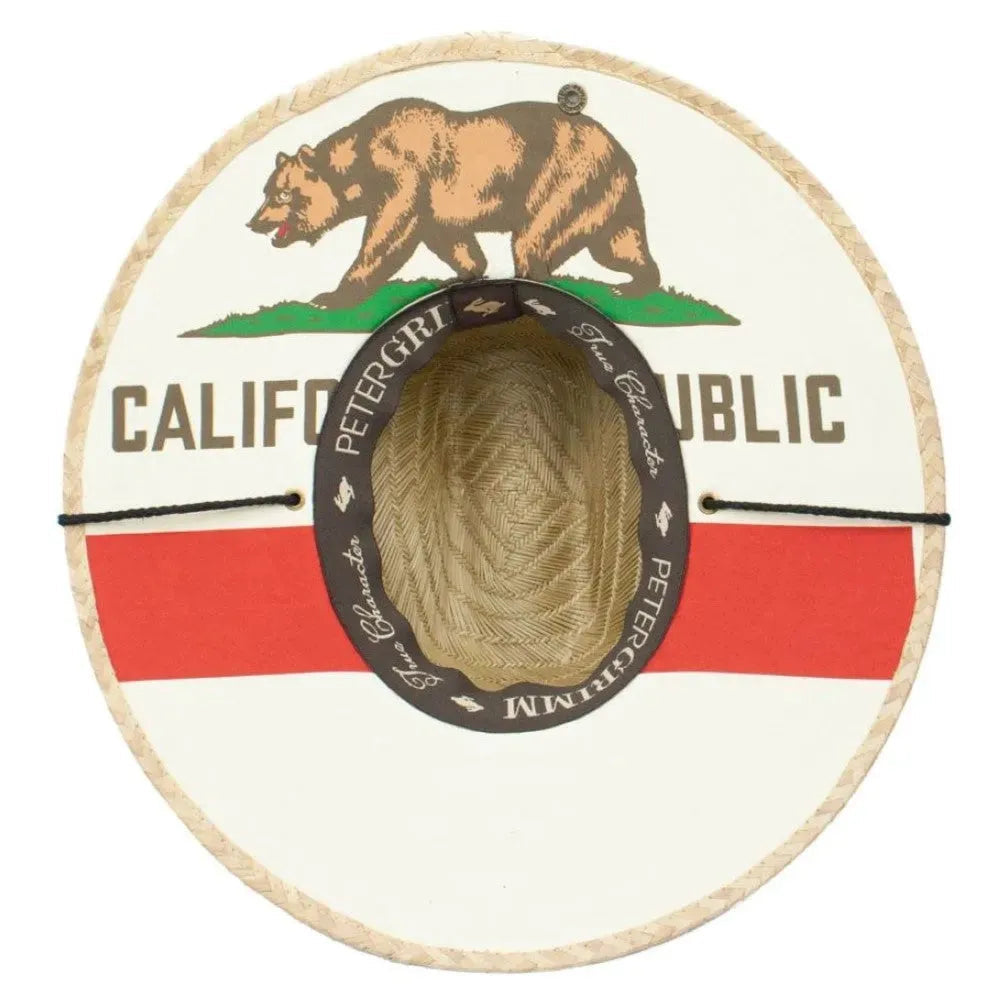 Peter Grimm California Flag - Rye Straw Lifeguard Hat - Hatcountry