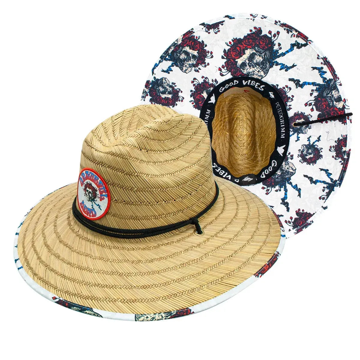 Peter Grimm Grateful Dead Skull & Roses Lifeguard - Rye Straw Lifeguard Hat - Hatcountry