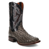 Dan Post Alamosa (Grey/Black)  - Men's Ostrich Skin Leather Cowboy Boots