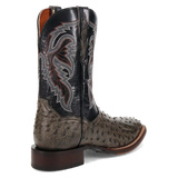 Dan Post Alamosa (Grey/Black)  - Men's Ostrich Skin Leather Cowboy Boots