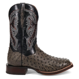Dan Post Alamosa (Grey/Black)  - Men's Ostrich Skin Leather Cowboy Boots