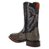 Dan Post Alamosa (Grey/Black)  - Men's Ostrich Skin Leather Cowboy Boots