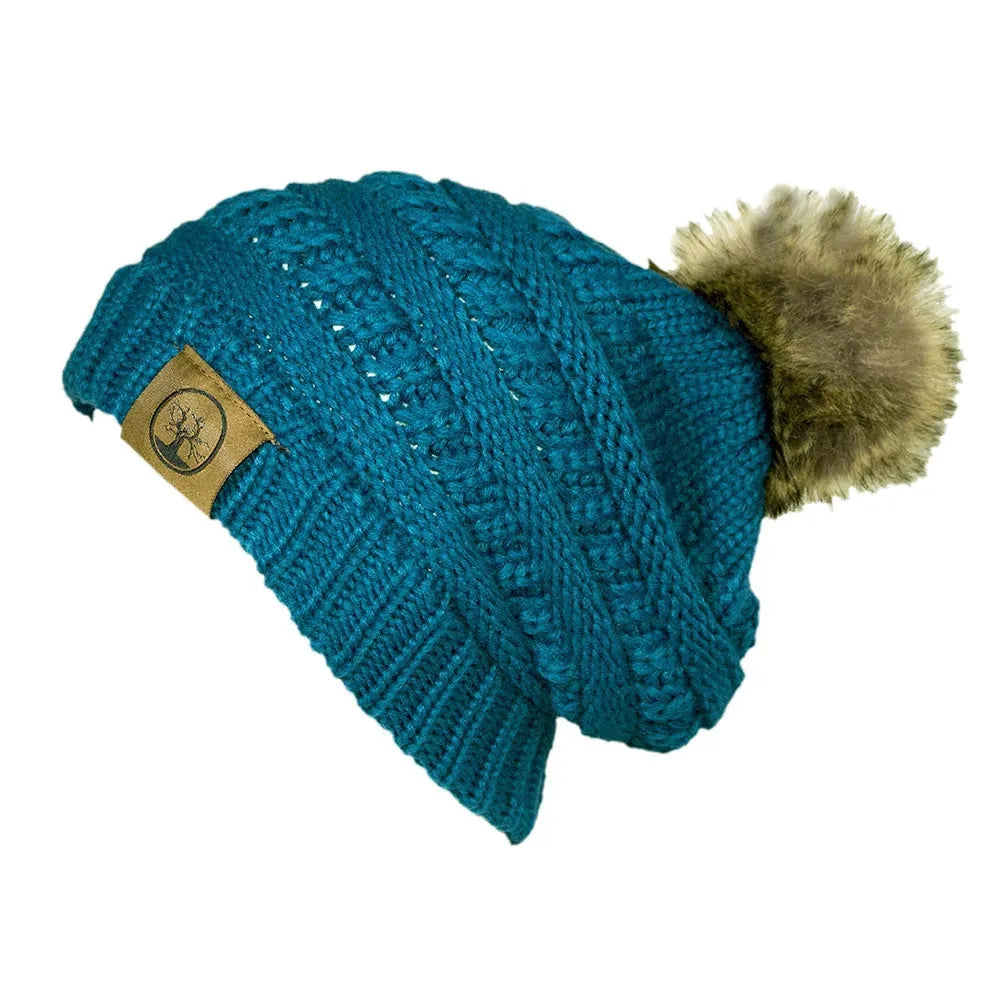 Deadwood Trading Brina- Slouch Beanie with Pom Pom - Winter Skull Cap for Women - Hatcountry