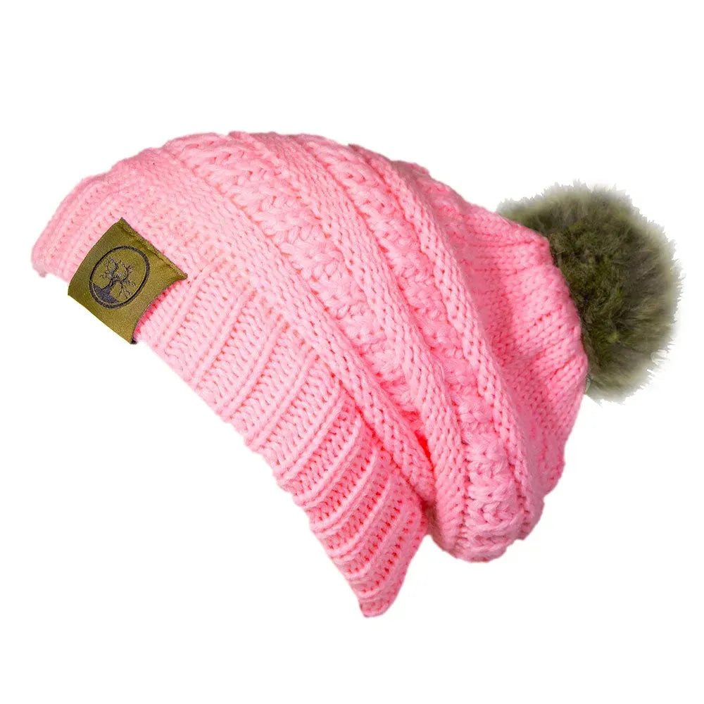 Deadwood Trading Brina- Slouch Beanie with Pom Pom - Winter Skull Cap for Women - Hatcountry