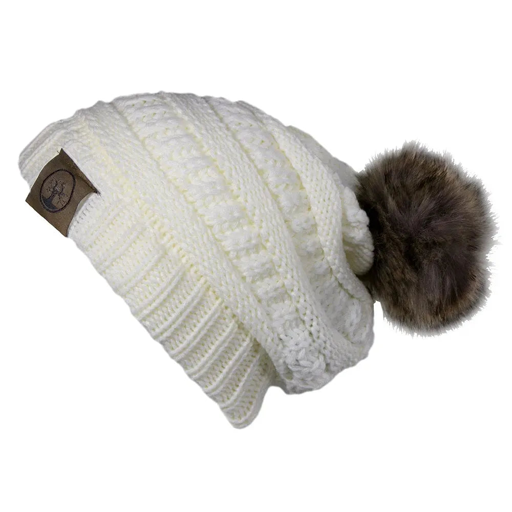 Deadwood Trading Brina- Slouch Beanie with Pom Pom - Winter Skull Cap for Women - Hatcountry
