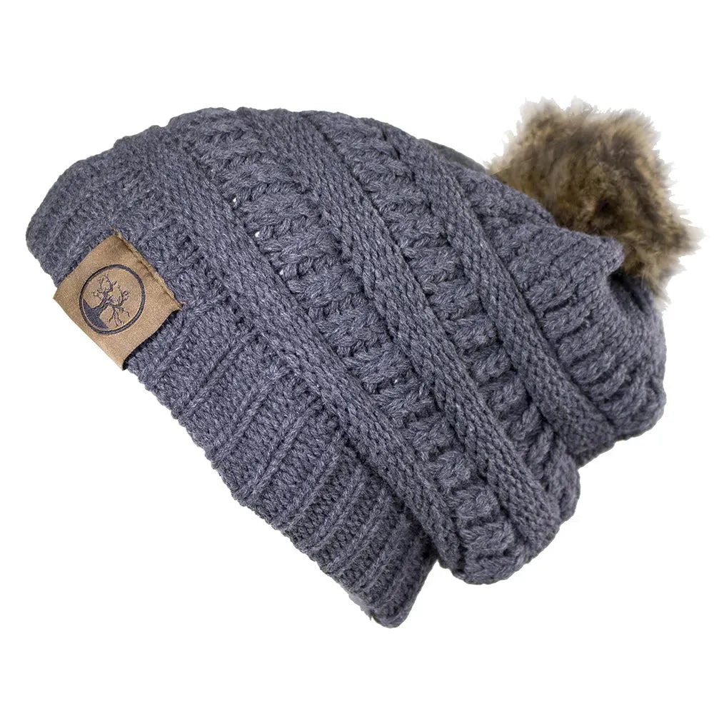 Deadwood Trading Brina- Slouch Beanie with Pom Pom - Winter Skull Cap for Women - Hatcountry