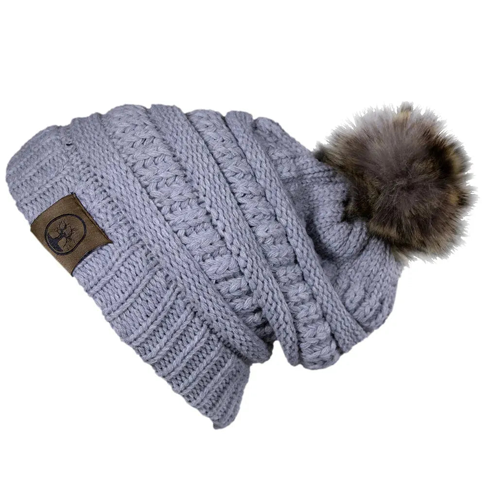 Deadwood Trading Brina- Slouch Beanie with Pom Pom - Winter Skull Cap for Women - Hatcountry