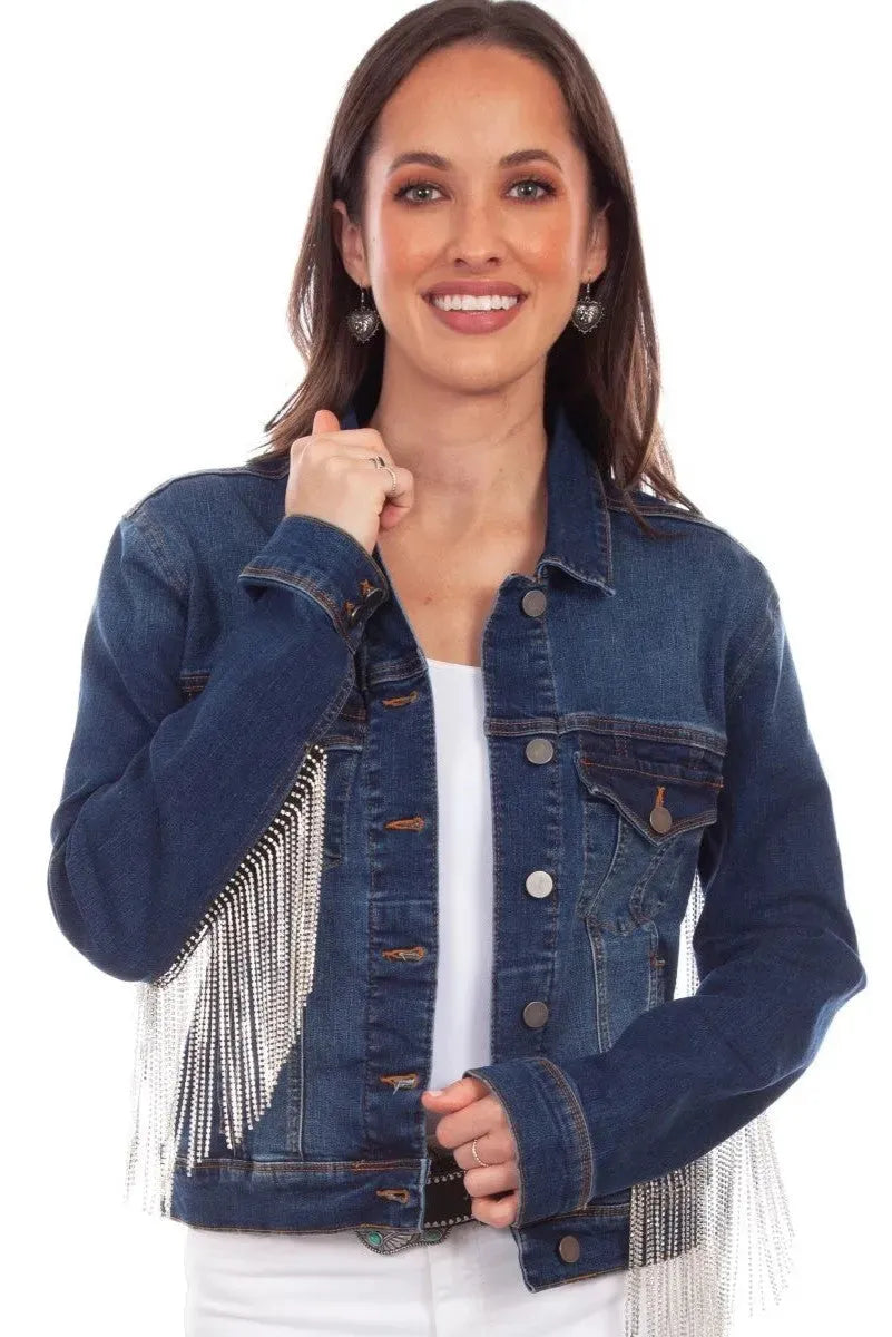 Honey Creek Denim with Rhinestone Fringe - Womens Jacket - Hatcountry