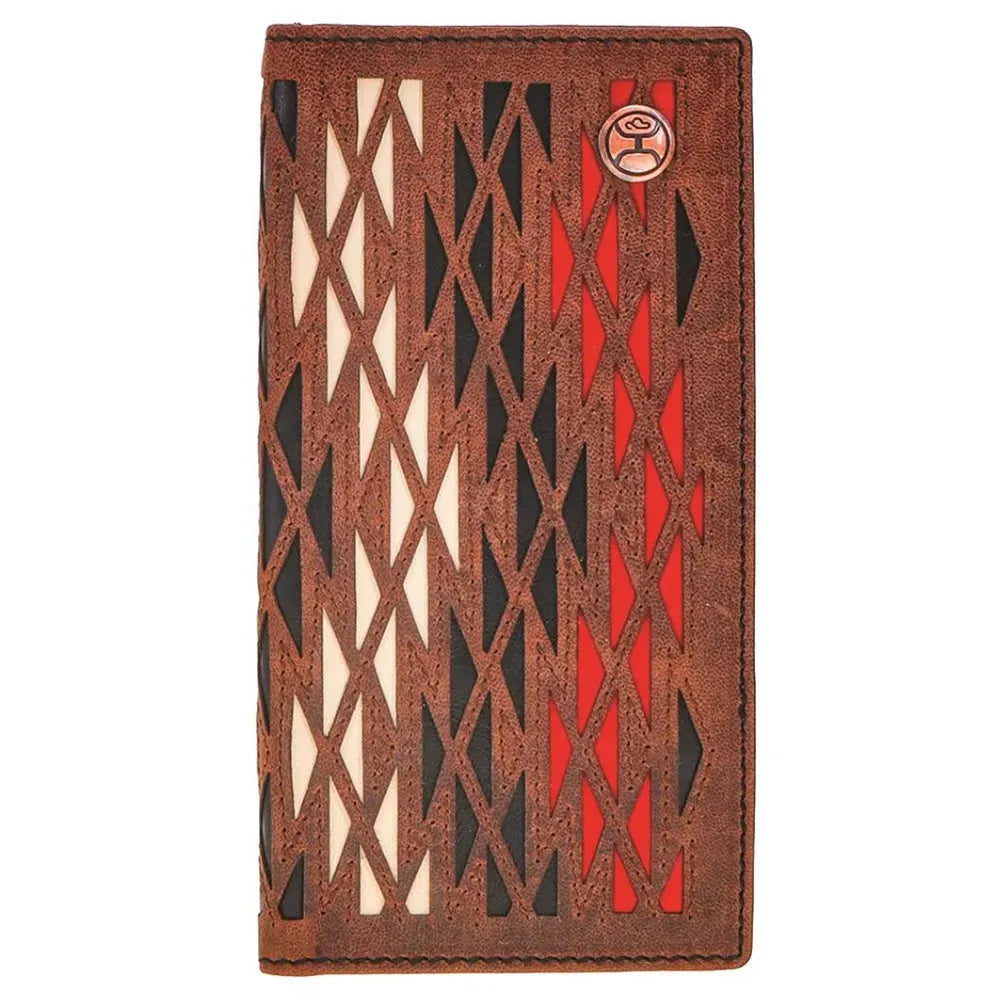 HOOey Triangular Laser Cut with Inlay (Black/Red/Ivory) - Men's Rodeo Wallet - Hatcountry