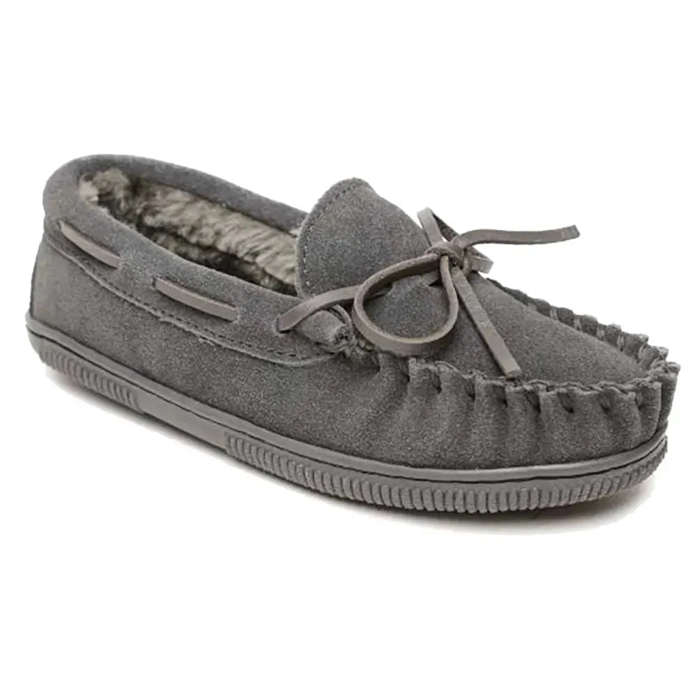 Minnetonka Pile Lined Hardsole Suede (Charcoal) - Children's Slipper - Hatcountry
