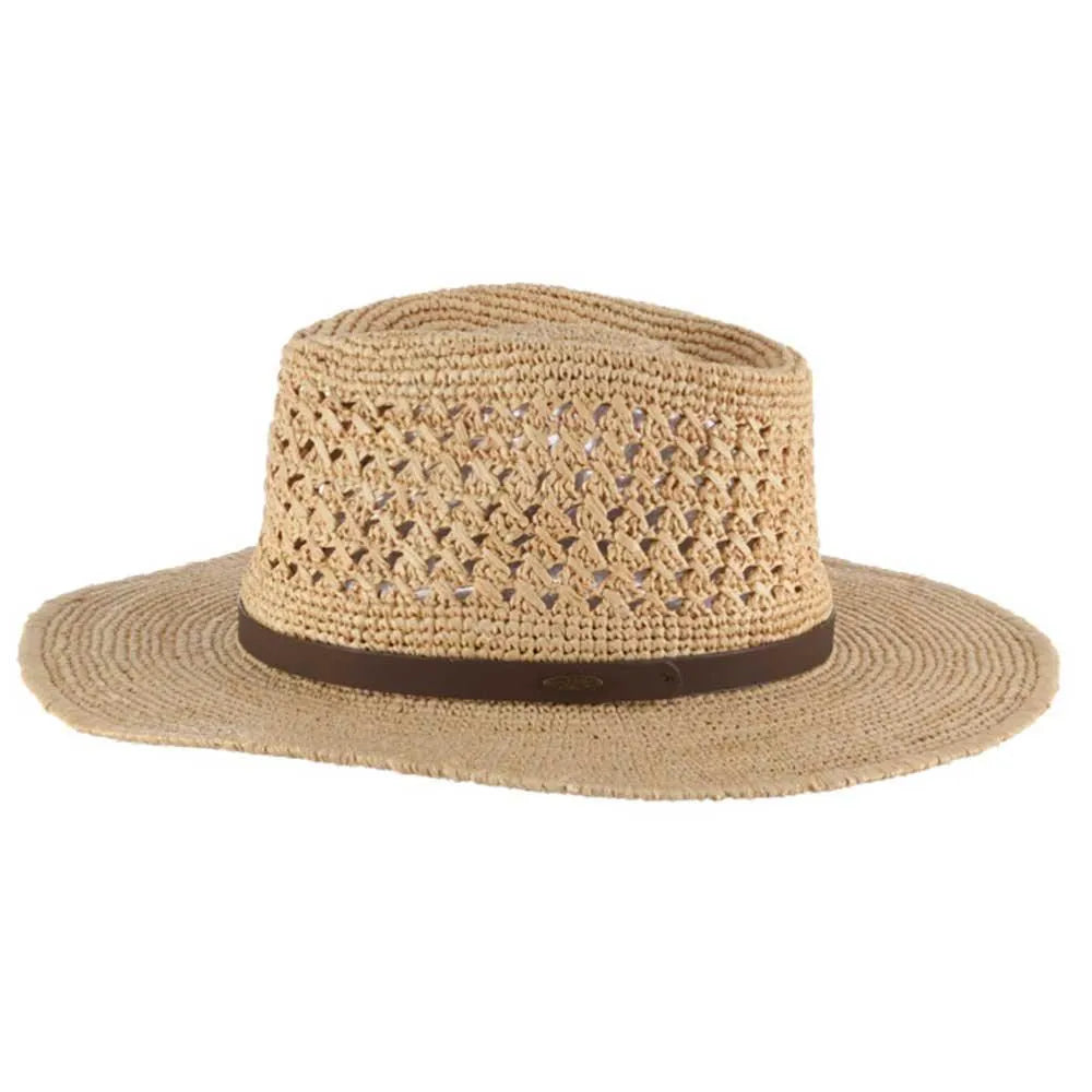Panama Straw Hat Scala Fine Organic Crocheted Raffia Safari With