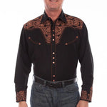 Scully Floral Tooled Embroidery - Men's Western Shirt - Hatcountry