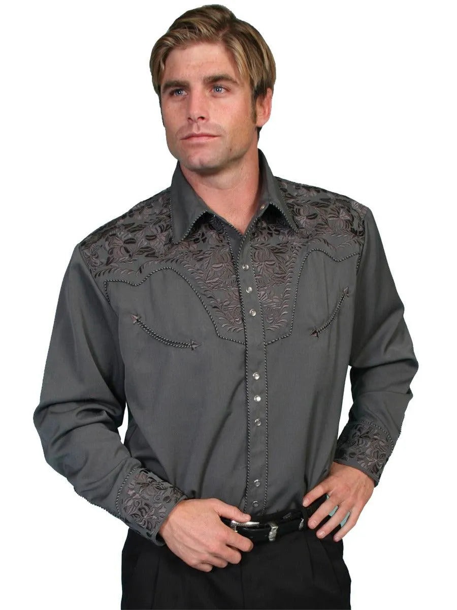 Scully Floral Tooled Embroidery - Men's Western Shirt - Hatcountry