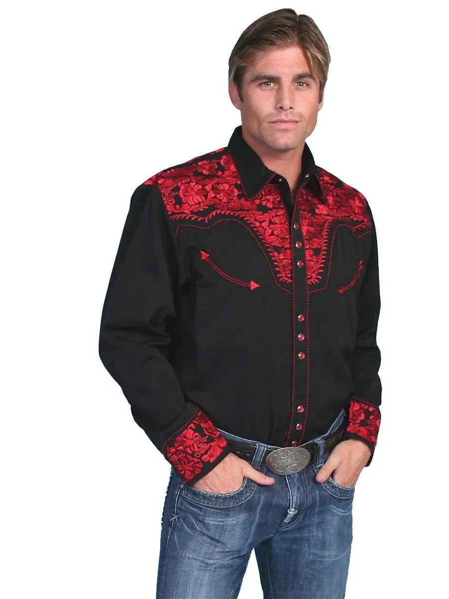 Scully Floral Tooled Embroidery - Men's Western Shirt - Hatcountry