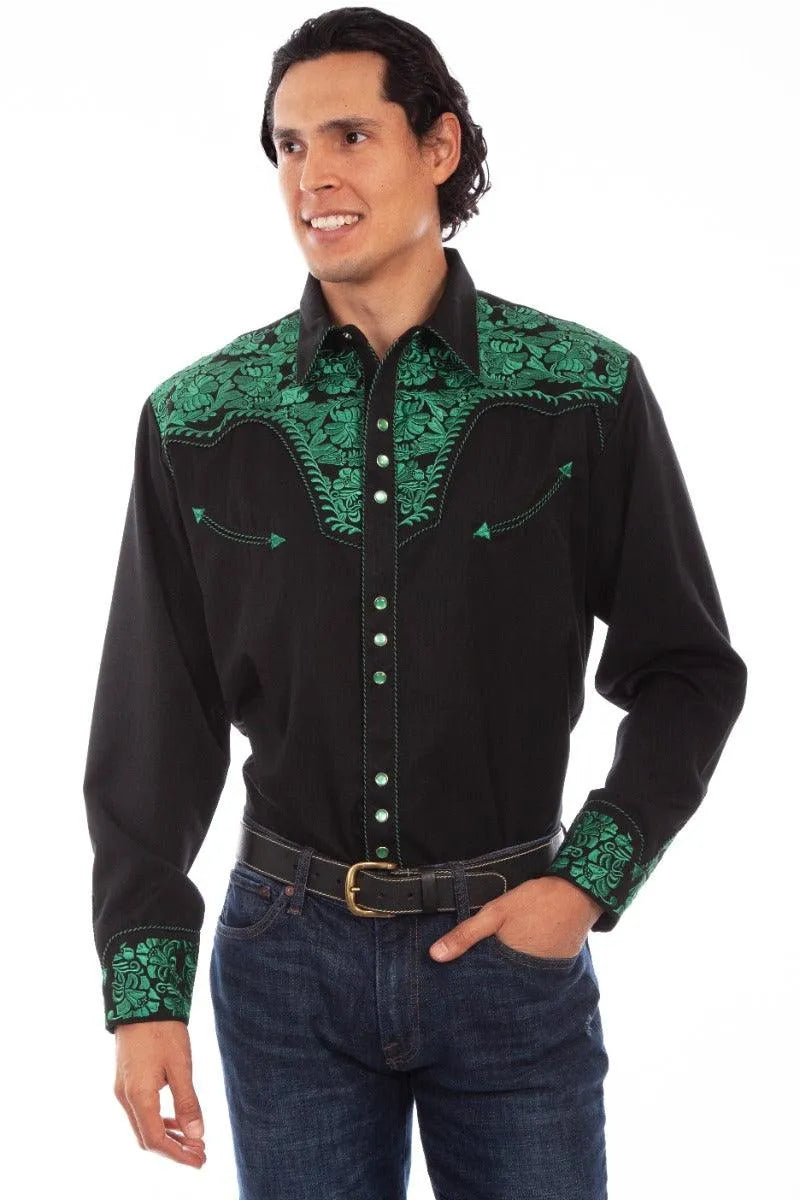 Scully Floral Tooled Embroidery - Men's Western Shirt - Hatcountry