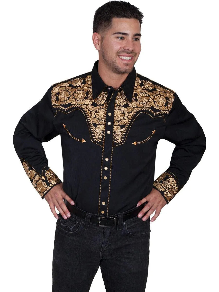 Scully Floral Tooled Embroidery - Men's Western Shirt - Hatcountry