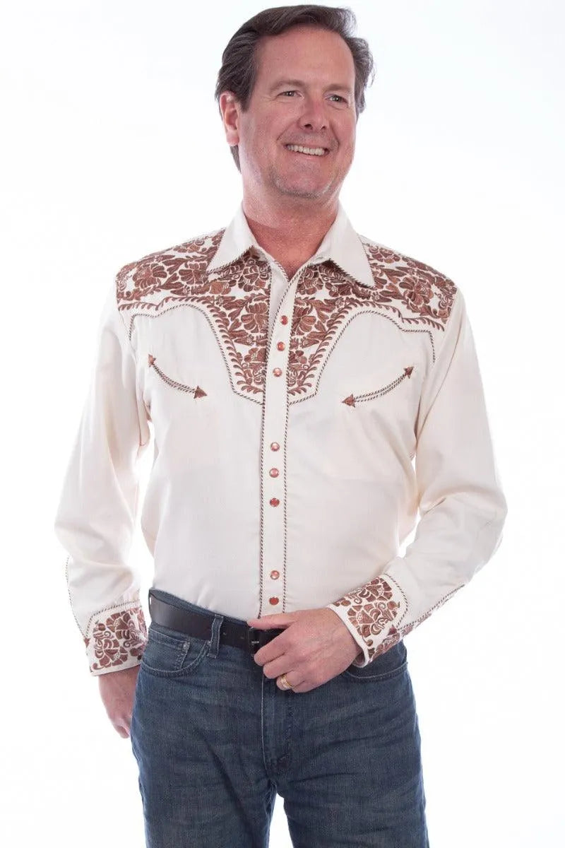 Scully Floral Tooled Embroidery - Men's Western Shirt - Hatcountry