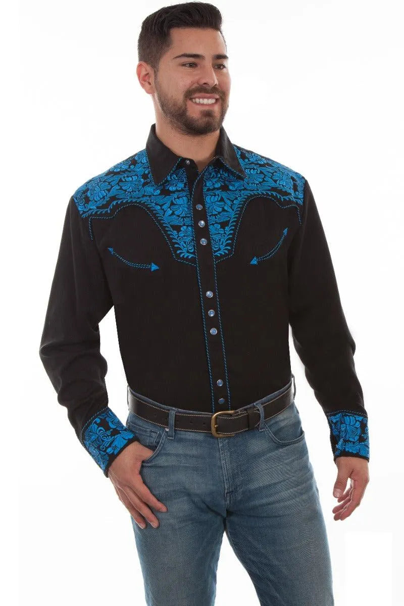 Scully Floral Tooled Embroidery - Men's Western Shirt - Hatcountry