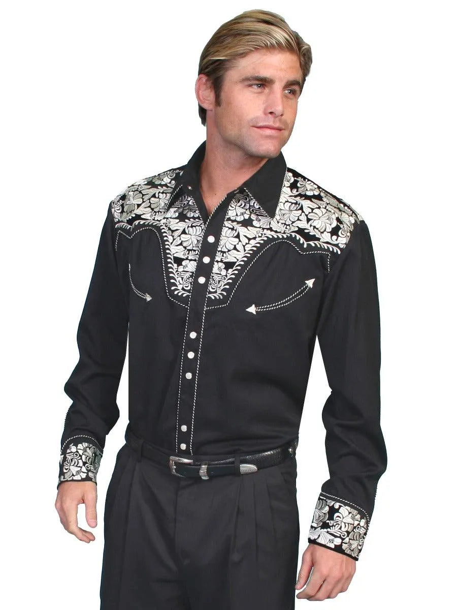 Scully Floral Tooled Embroidery - Men's Western Shirt - Hatcountry