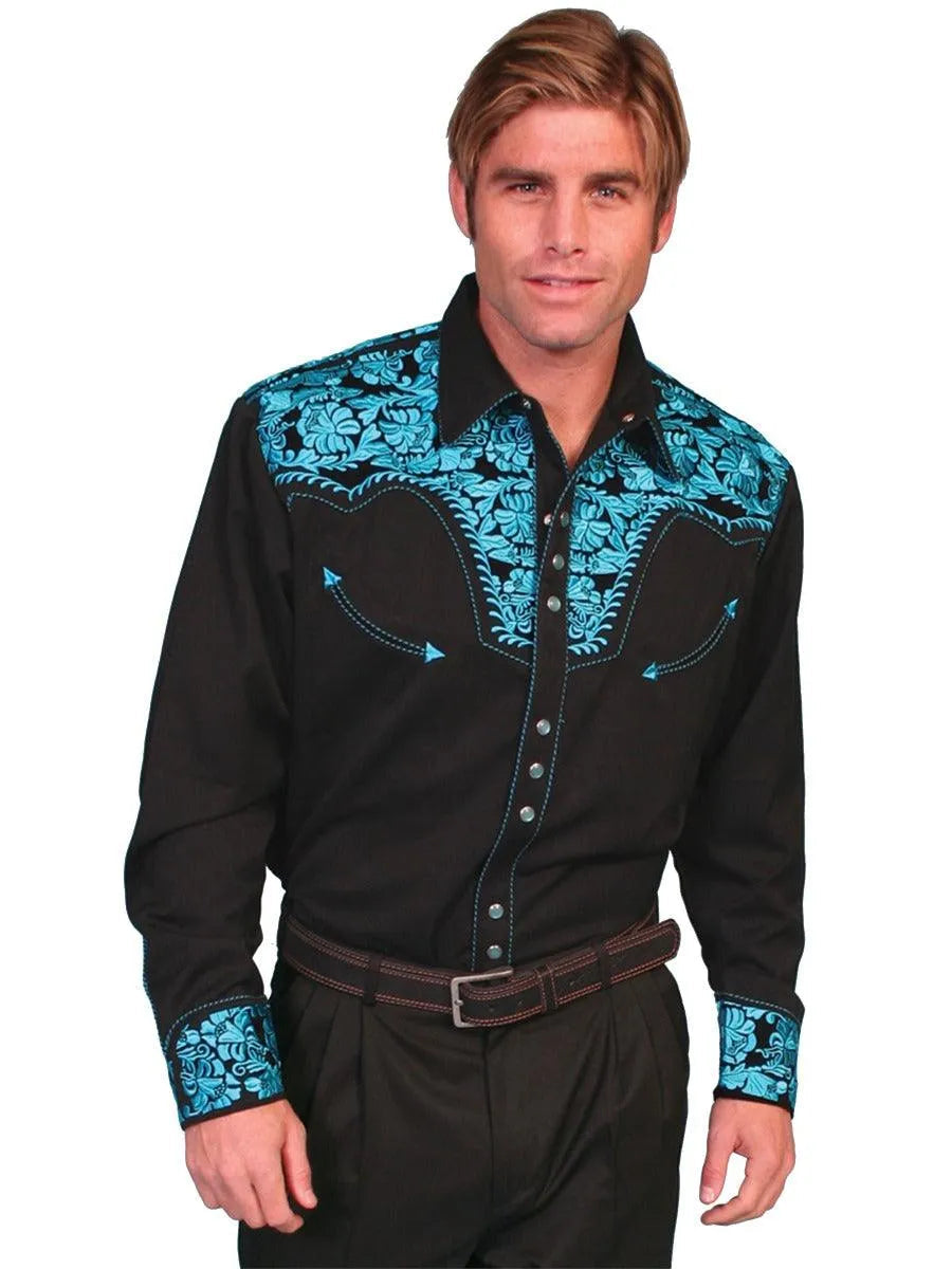 Scully Floral Tooled Embroidery - Men's Western Shirt - Hatcountry