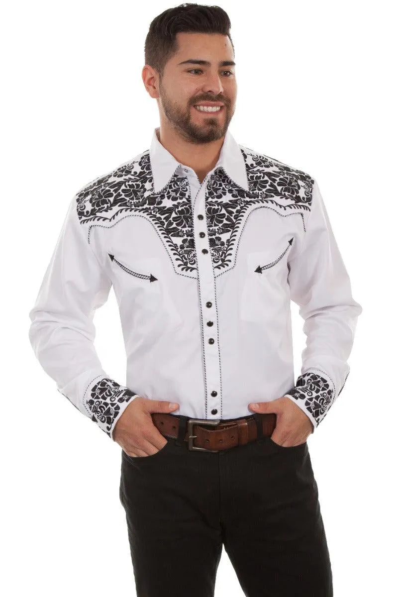 Scully Floral Tooled Embroidery - Men's Western Shirt - Hatcountry