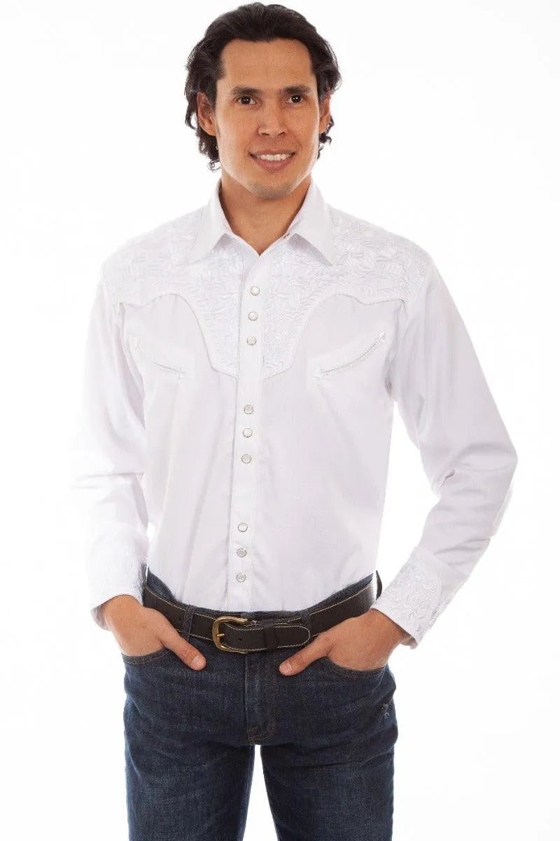 Scully Floral Tooled Embroidery - Men's Western Shirt - Hatcountry