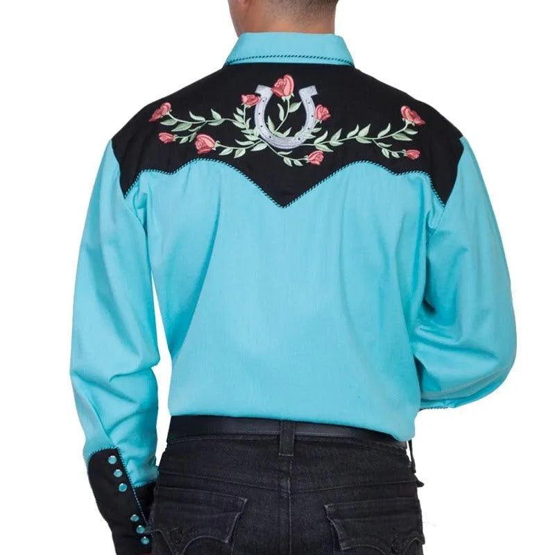 Scully Horseshoe and Roses - Men's Western Shirt - Hatcountry