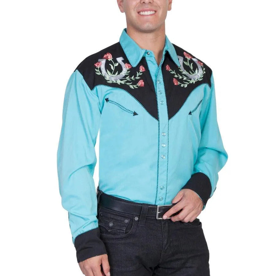 Scully Horseshoe and Roses - Men's Western Shirt - Hatcountry