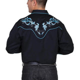 Scully Two Tone Leaf Embroidery - Mens Western Shirt - Hatcountry