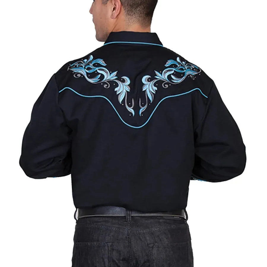 Scully Two Tone Leaf Embroidery - Mens Western Shirt - Hatcountry