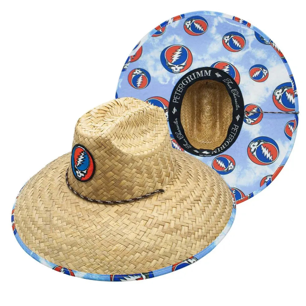 Peter Grimm Grateful Dead SYF (Steal Your Face) Hasselhoff Underbrim - Straw Lifeguard Hat - Hatcountry