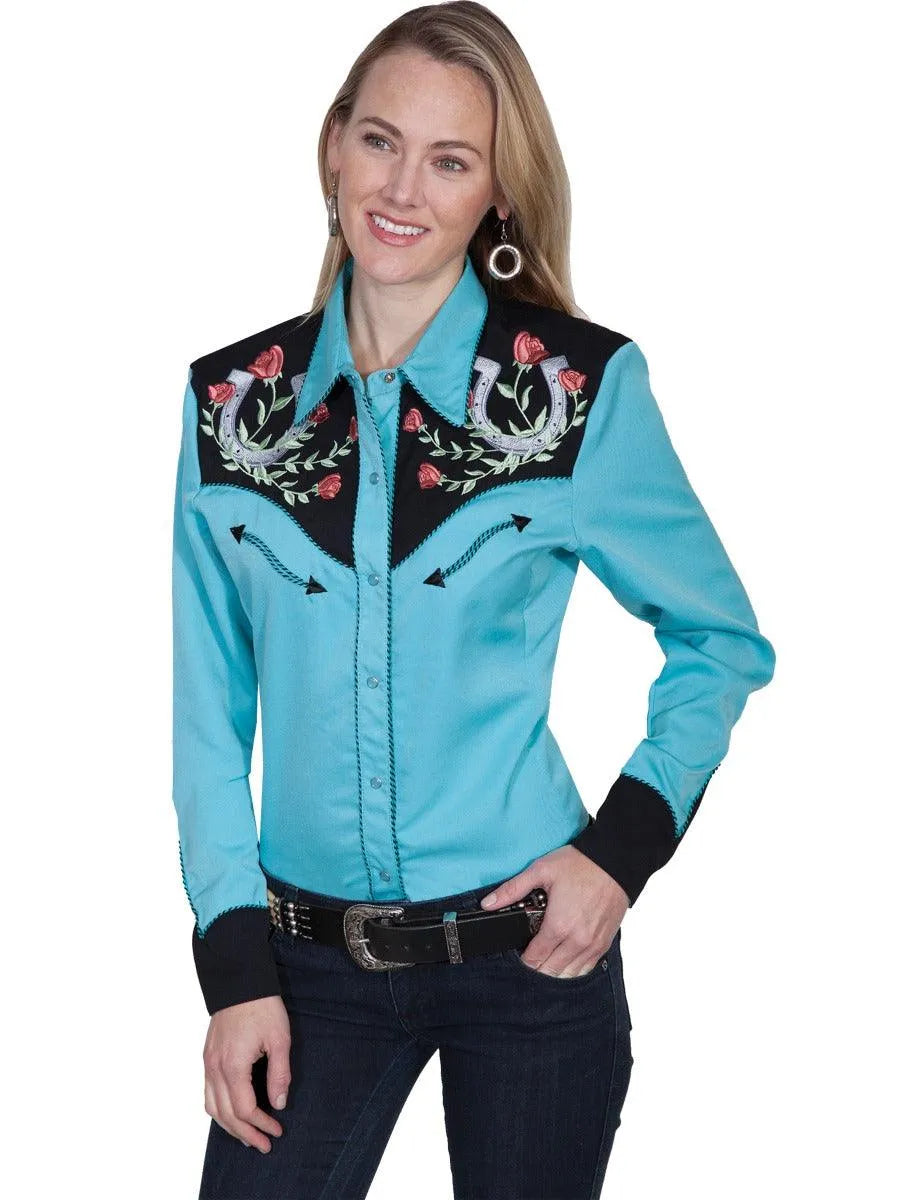 Scully Horseshoe and Roses - Women's Western Shirt - Hatcountry