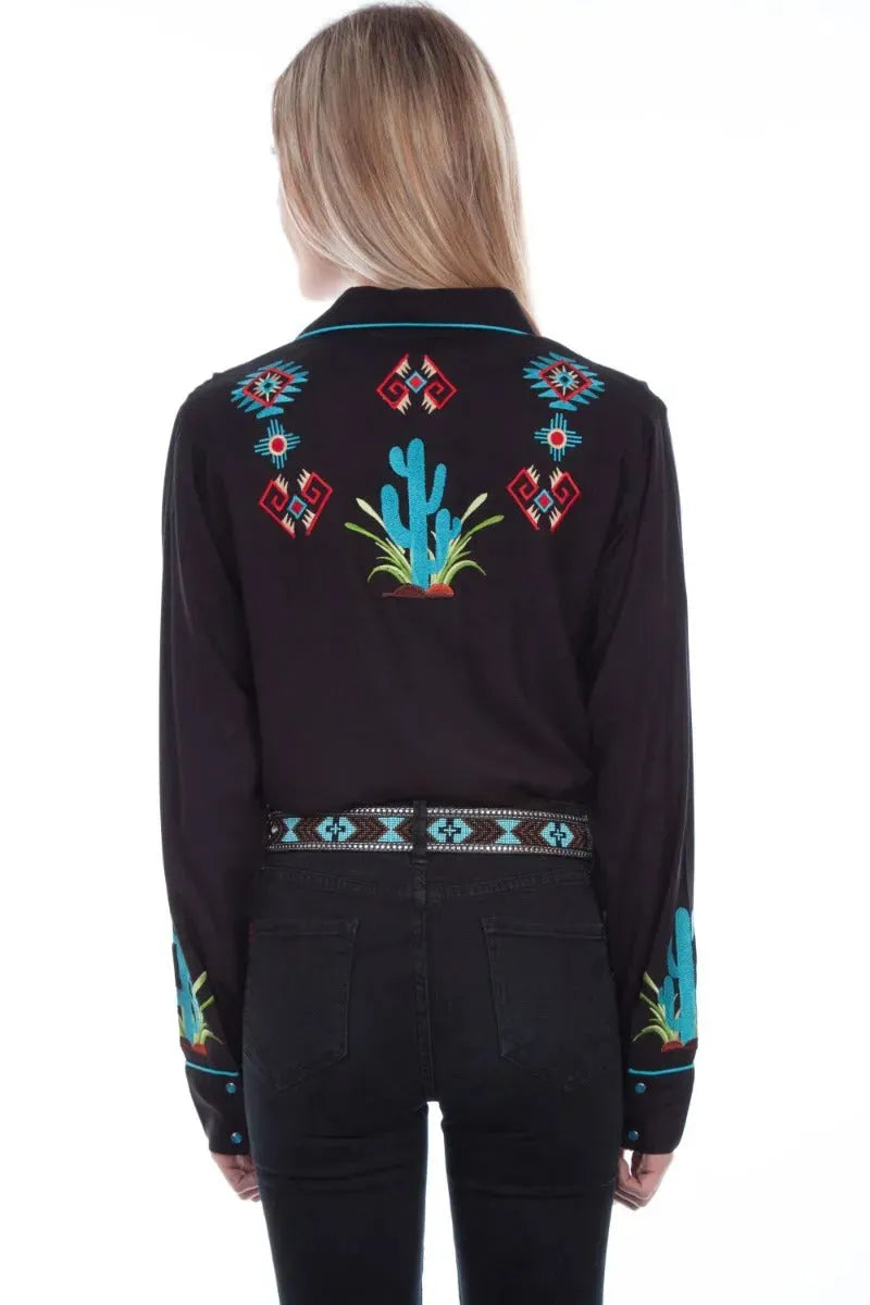 Scully Cactus Embroidery - Womens Western Shirt - Hatcountry