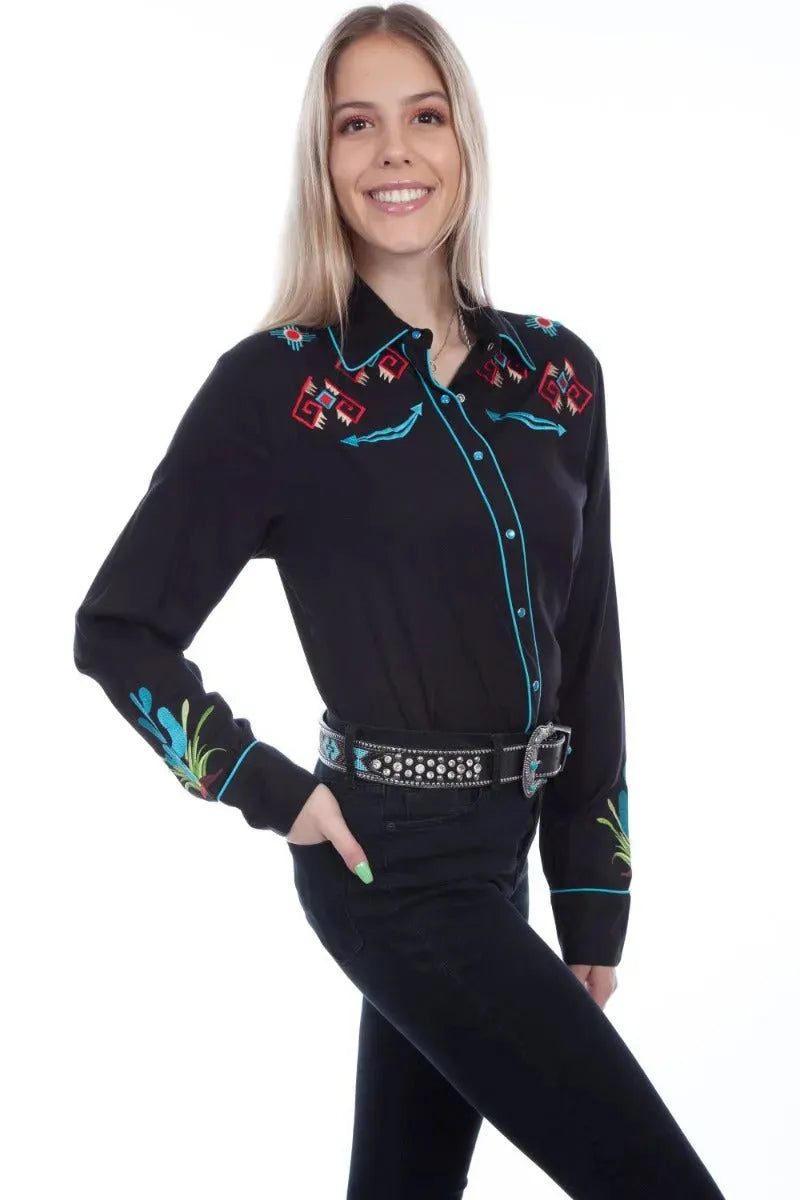 Scully Cactus Embroidery - Womens Western Shirt - Hatcountry