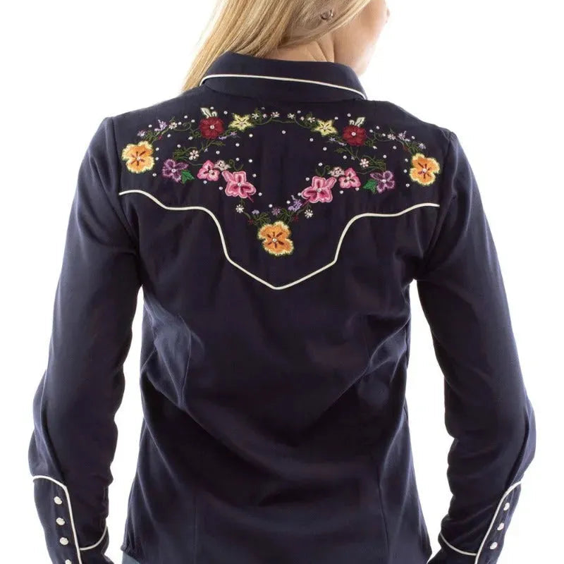 Scully Bright Floral Embroidery - Womens Western Shirt - Hatcountry