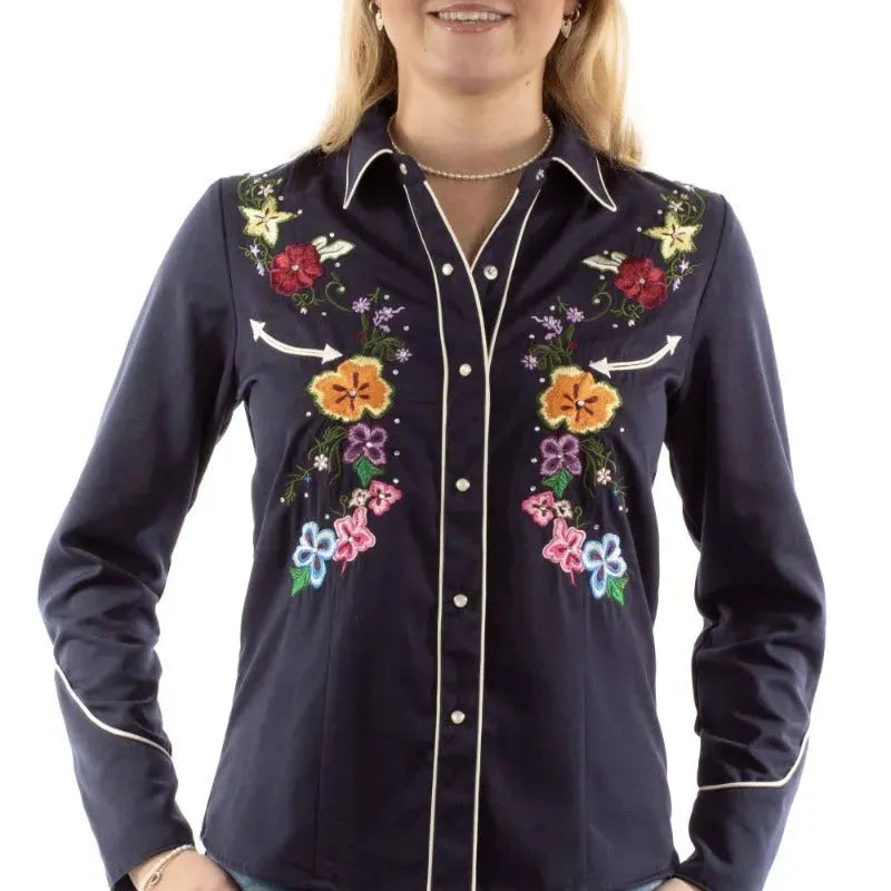 Scully Bright Floral Embroidery - Womens Western Shirt - Hatcountry