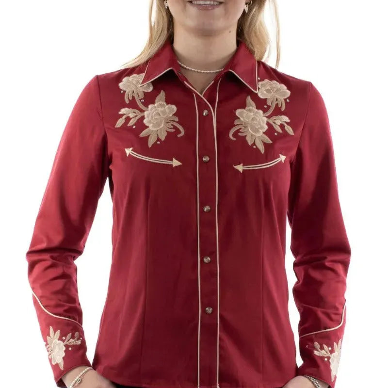 Scully Floral Embroidery with Crystals - Womens Western Shirt - Hatcountry